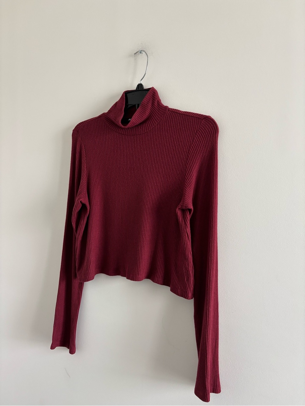 REFORMATION Turtleneck Crop Top Burgundy Ribbed Knit Women M 90s Grunge Preppy - Picture 4 of 11